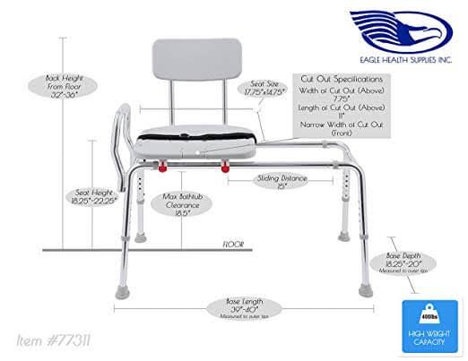 Sliding Transfer Bench with Cut-Out Swivel Seat S212362