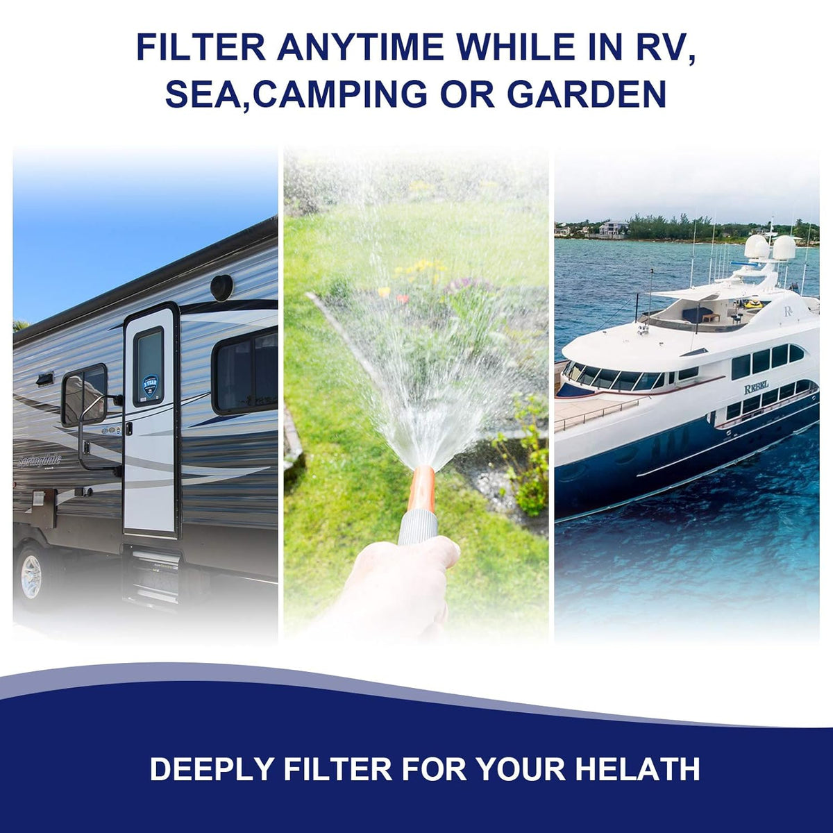 2 Packs RV Camper Inline Water Filter with Flexible Hose Protector I6713