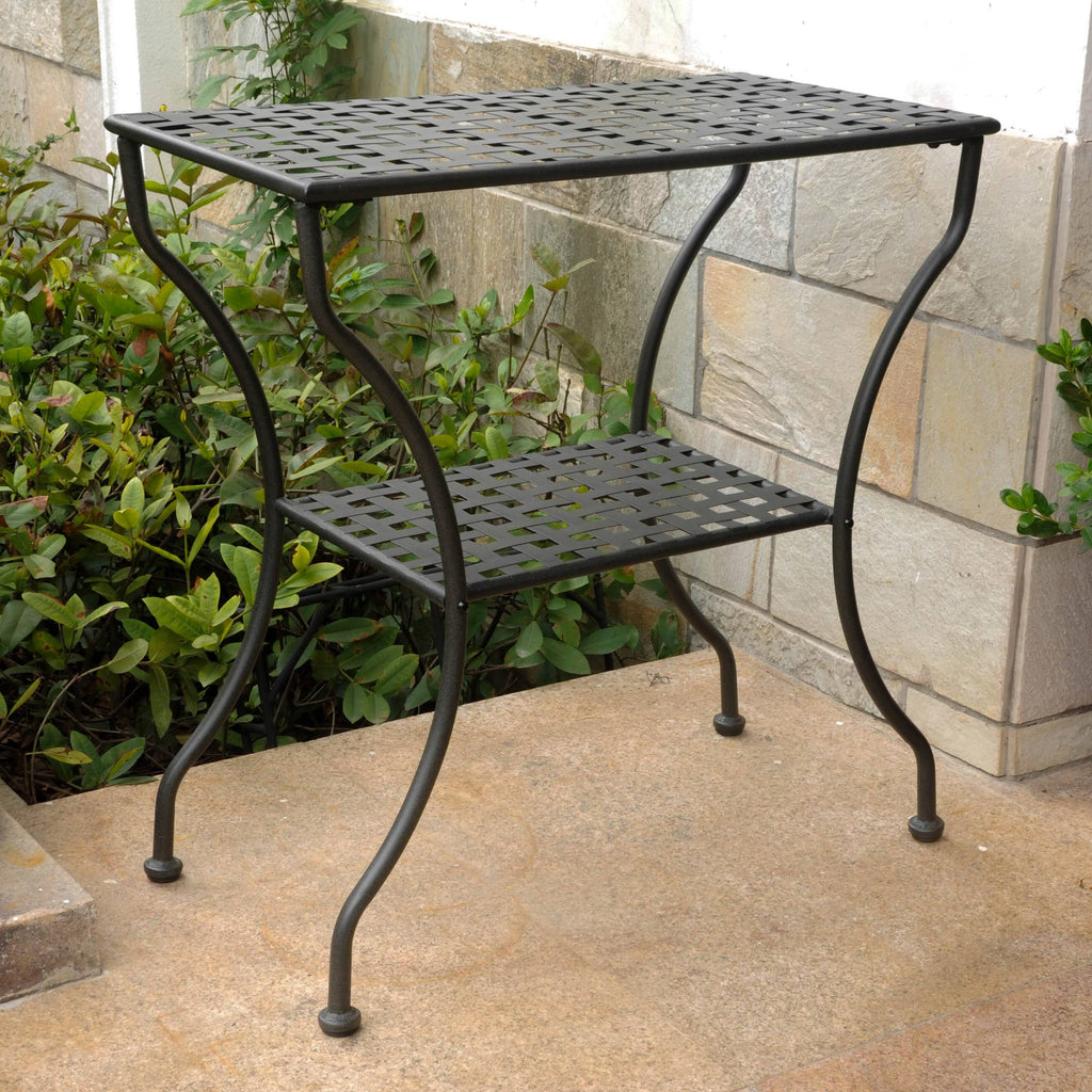 Antique Black Iron Rectangular 2 Tier Table S8406