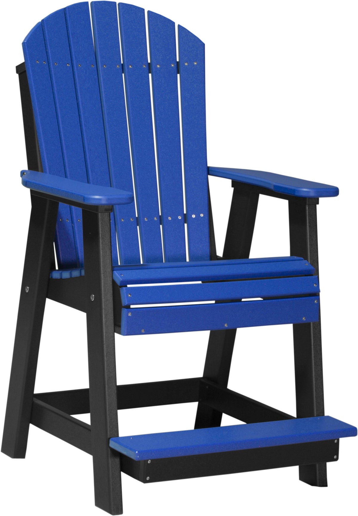 Blue on Black Recycled Plastic Adirondack Balcony Chair N93435