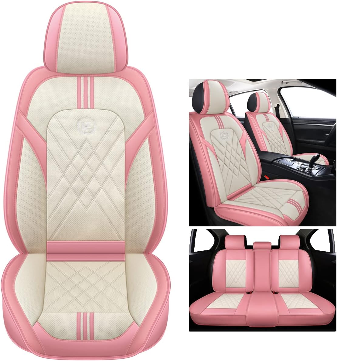 Black & Red Faux Leather Universal Car Seat Covers W3152