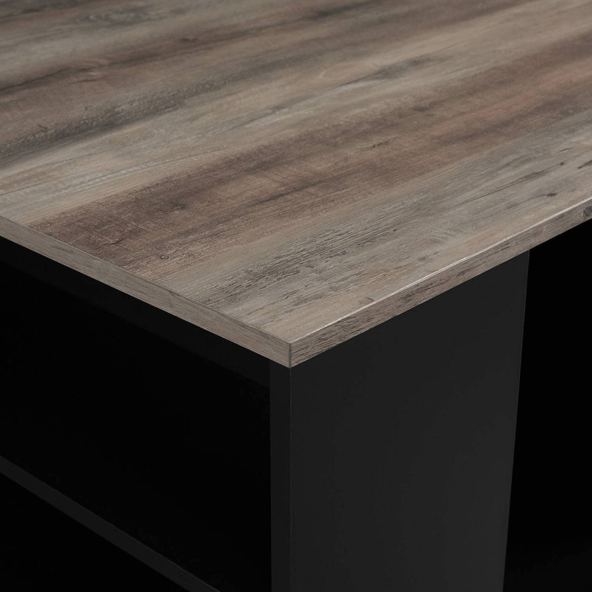 Solid Black/Gray Wash Square Storage Coffee Table E931287