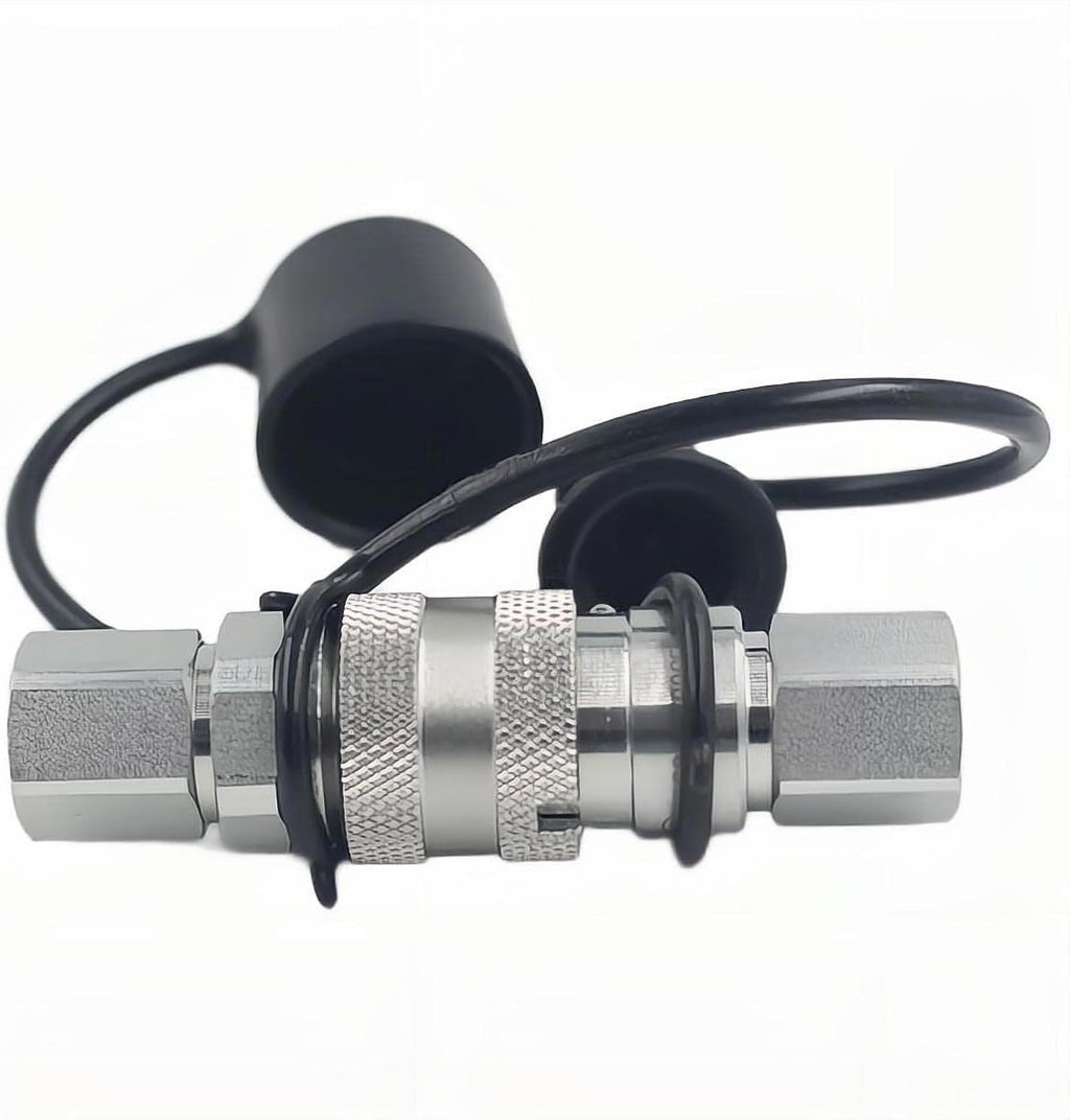 2-Sets ISO16028 1/4" Flat Face Hydraulic Quick Connect Coupling Set with Black Dust Cap NPT Thread I296249