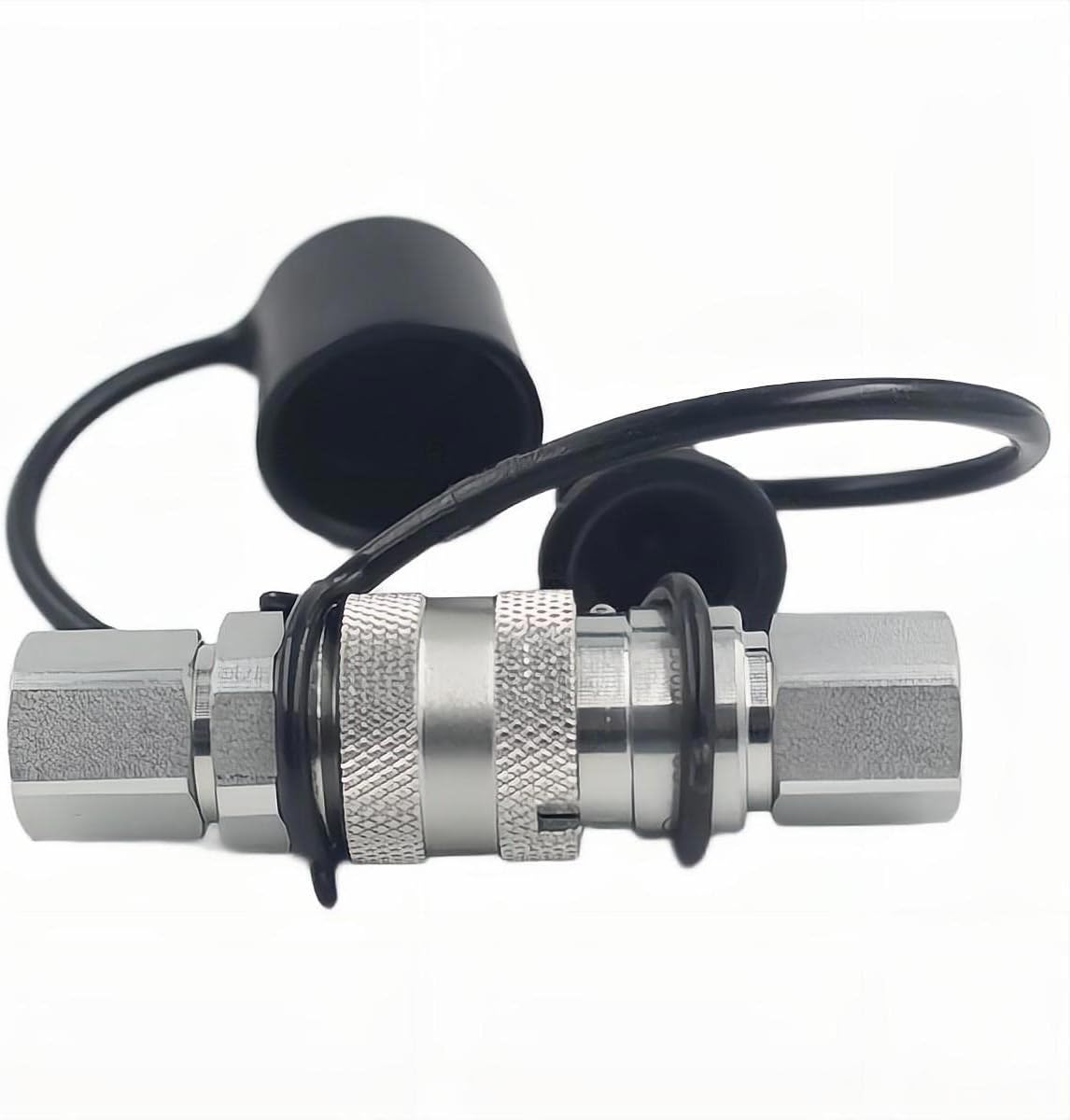 2-Sets ISO16028 1/4" Flat Face Hydraulic Quick Connect Coupling Set with Black Dust Cap NPT Thread I296249