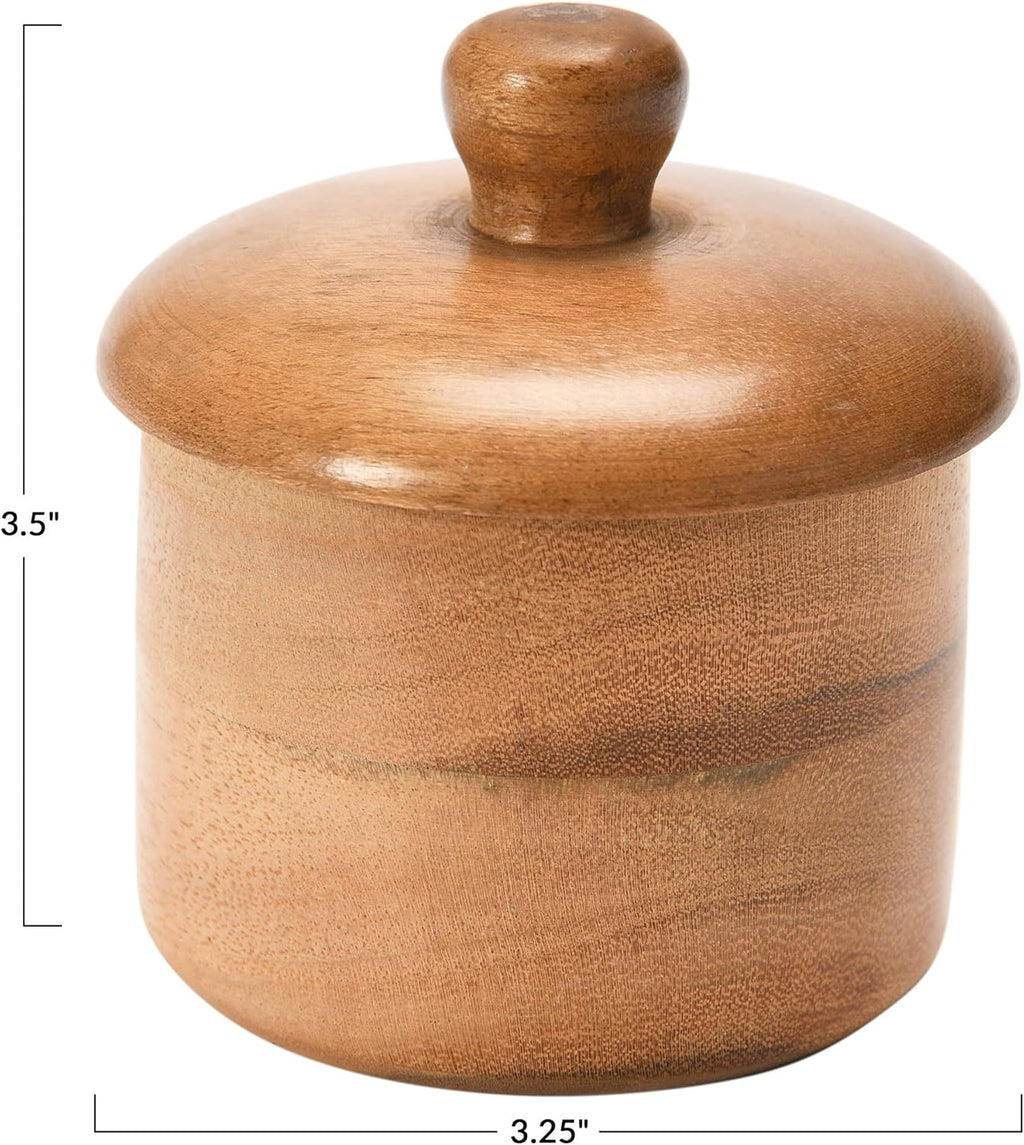 Acacia Wood Spice Container with Lid Jar, Natural Pack of 2 X697