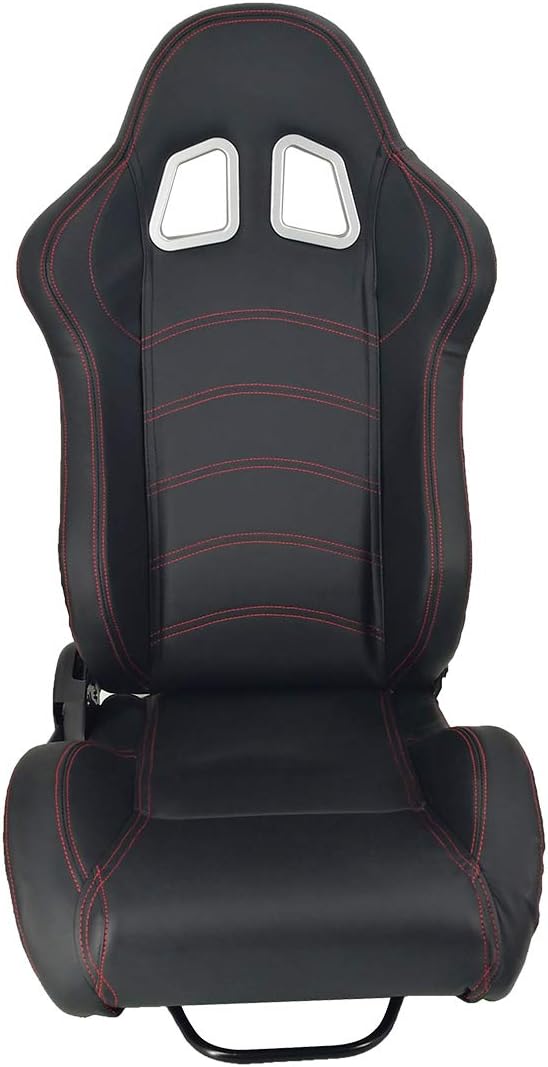 Pair of Black PVC Faux Leather Racing Car Seats V68410