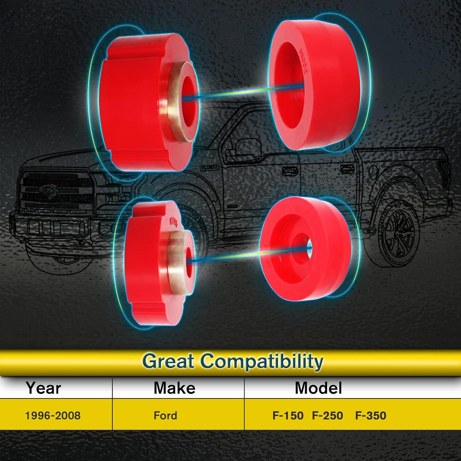 Red Polyurethane Body Mount Bushing Kit (12Pcs) Pack of 2 Z950