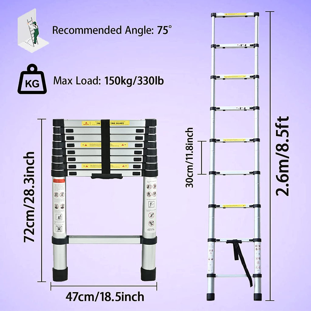8.5FT Aluminum Telescoping Ladder V4591