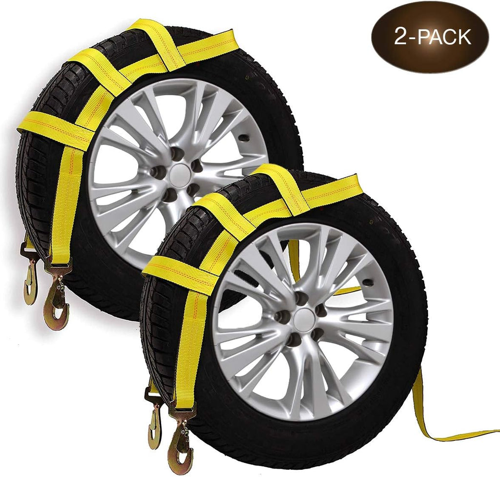 2-Pack Car Wheel Straps with Twisted Snap Hooks O3440