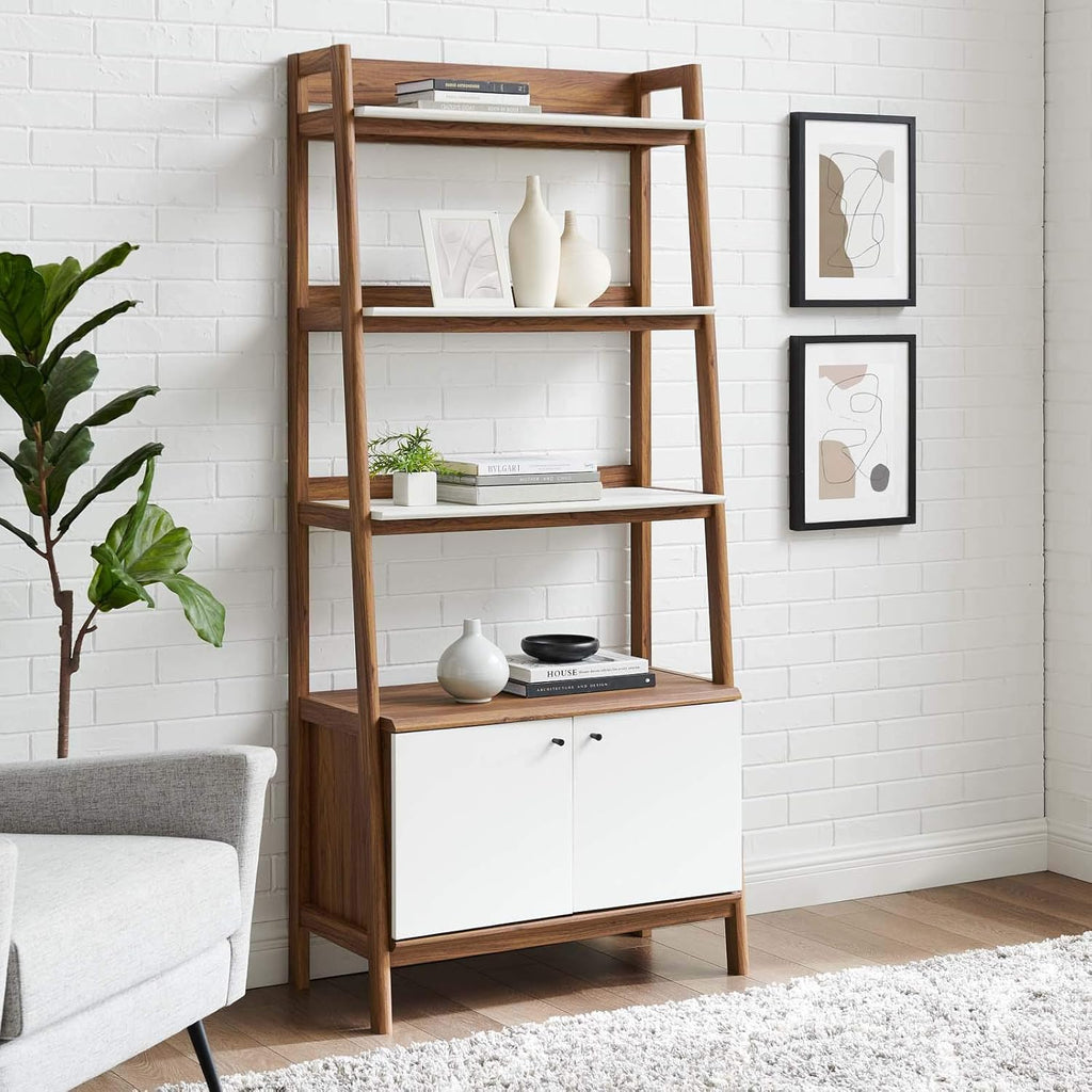 Walnut White Bookshelf Display Case X9595