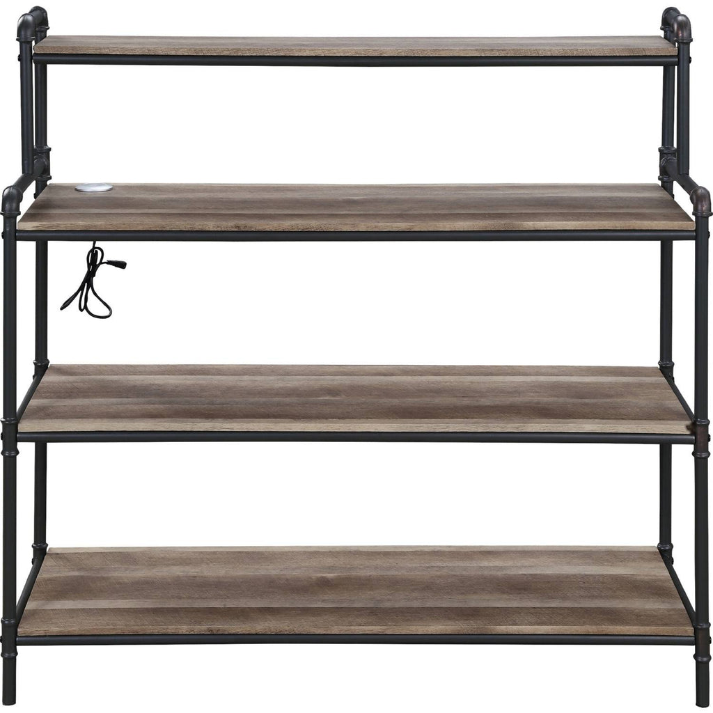 Antique Oak Book Shelf with Built-in USB Port and LED W3549