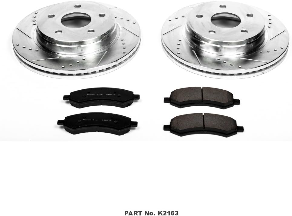 Front Z23 Carbon Fiber Brake Pads with Drilled & Slotted Brake Rotors Kit J345