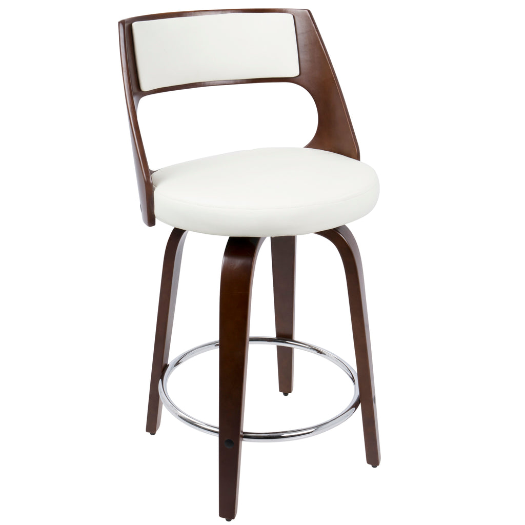 Cherry and White Faux Leather Swivel Counter Stool, Set of 2 J202947