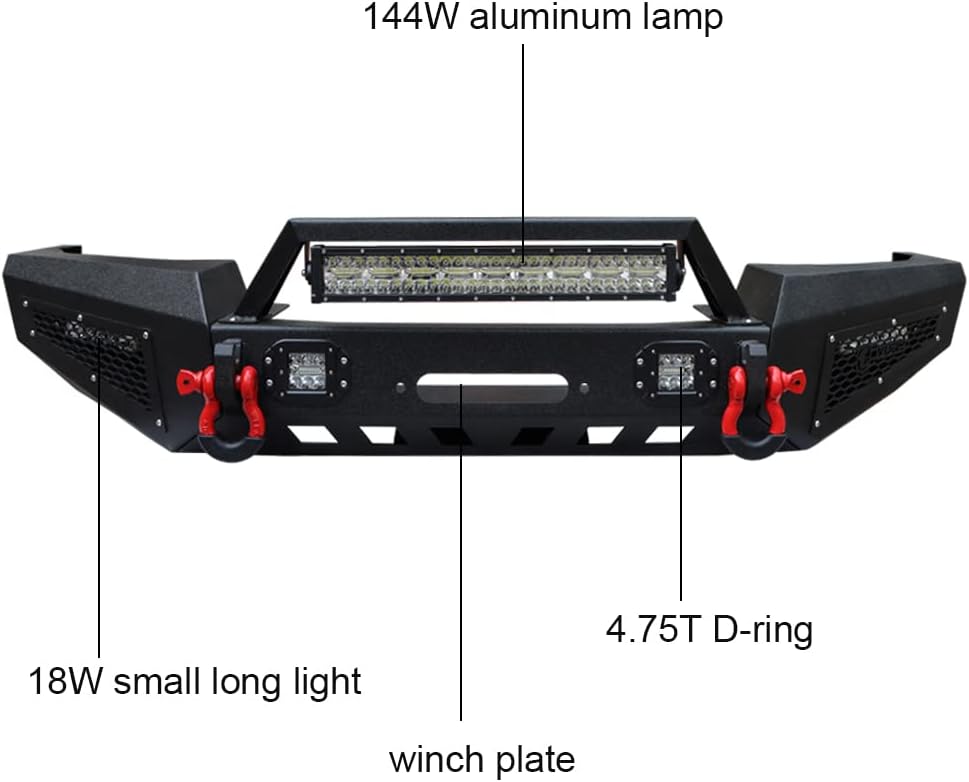 Front Bumper with LED Lights and Winch Plate F617