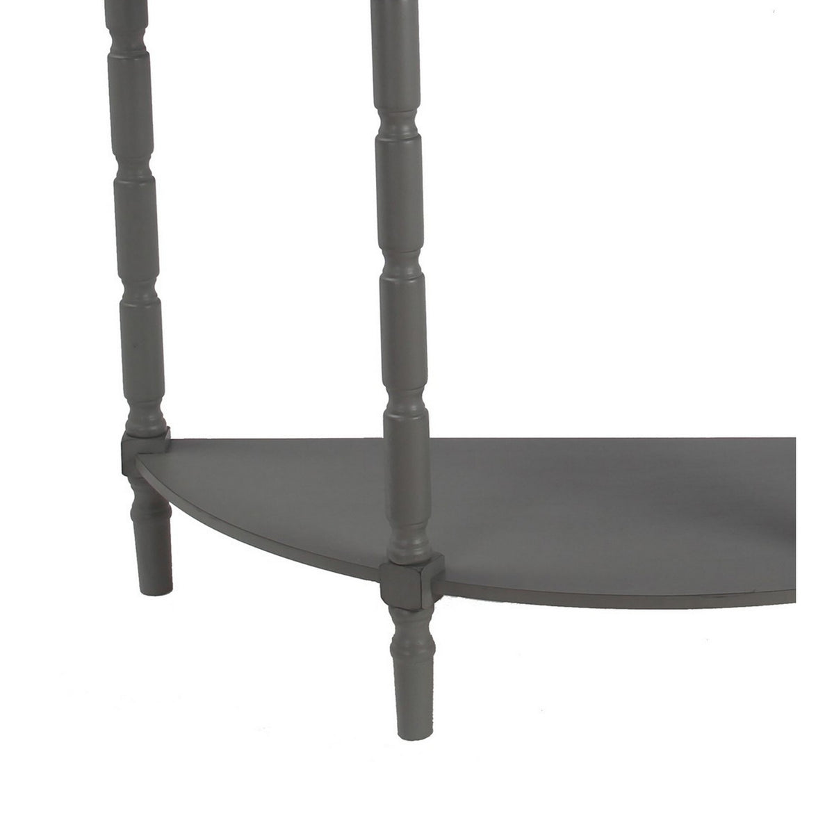 Light Gray Wooden Console Table with Open Shelf and Turned Legs P9924