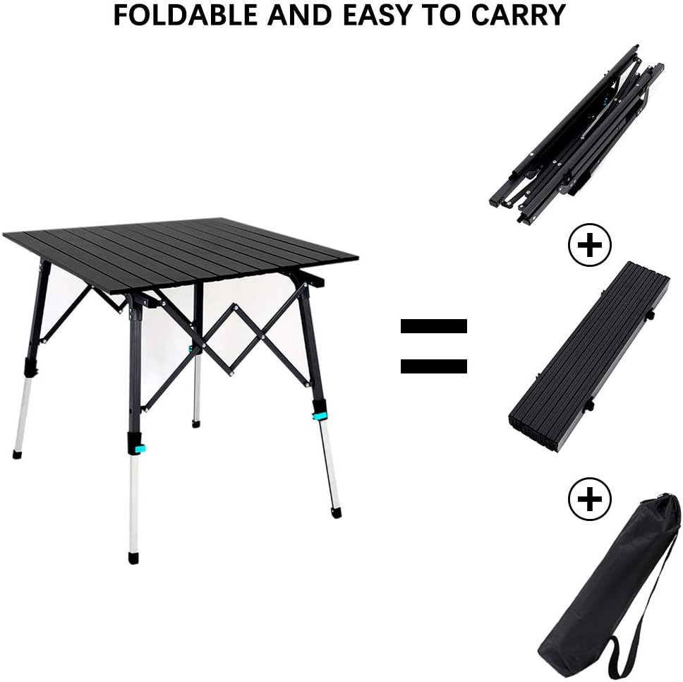 Portable Aluminum Folding Camping Table with Carry Bag (Black) R8467