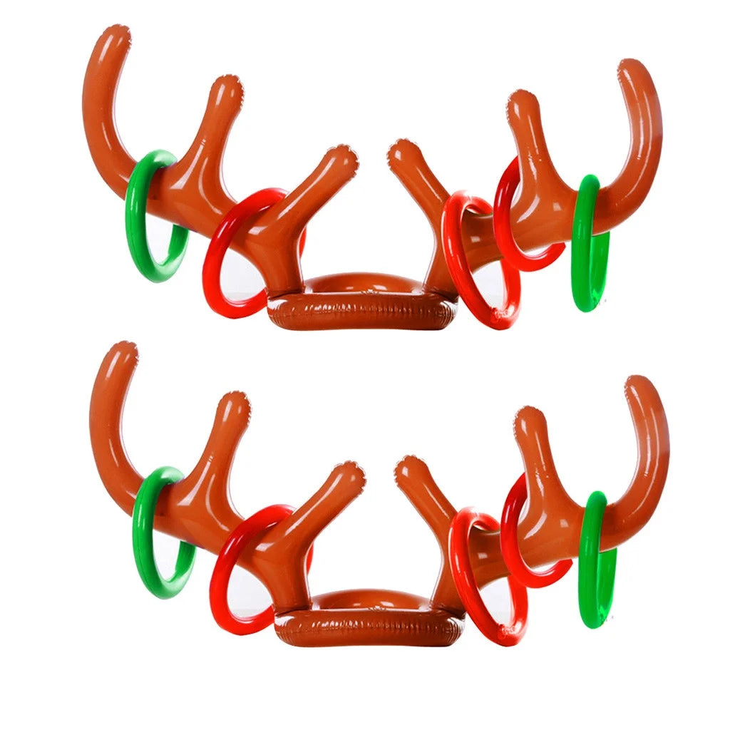 Inflatable Reindeer Hat Antler Ring Toss Party Game Toys W355