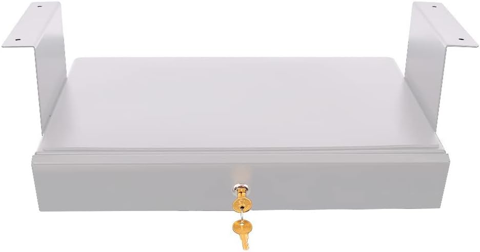 White Lockable Under-Desk Drawer Storage Organizer G724