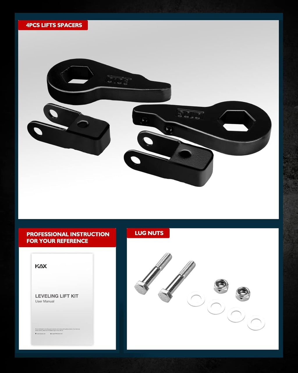 1-3 inch Front Leveling Lift Kit with Shock Extenders Brackets, Pack of 2 V10569