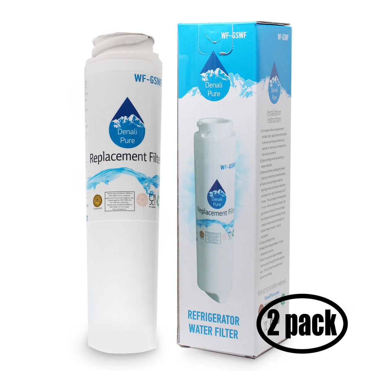 2-Pack Replacement Water Filter Cartridge for Refrigerator Q3317