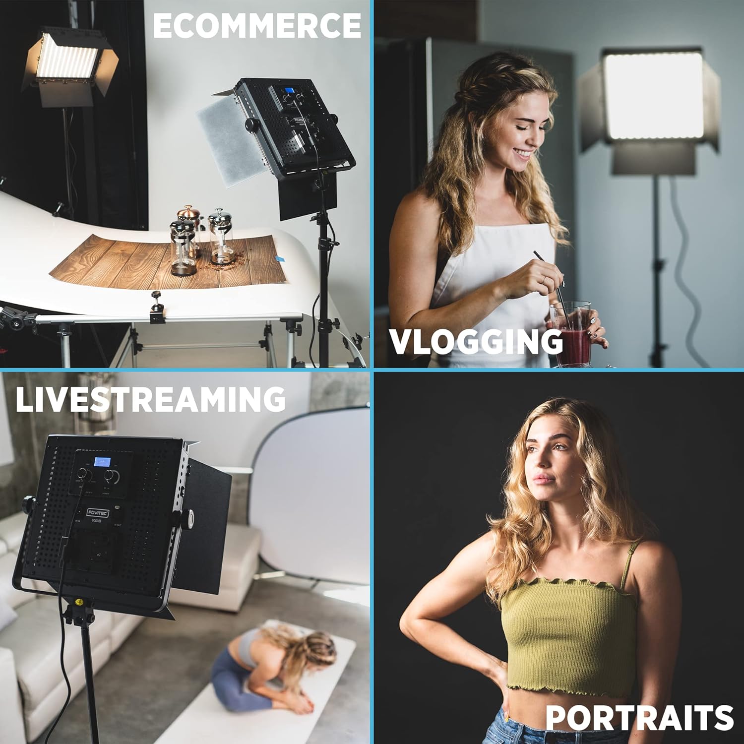 Portable 2-Light 600 LED Bi-Color Panel Kit with Cases & Stands P66798