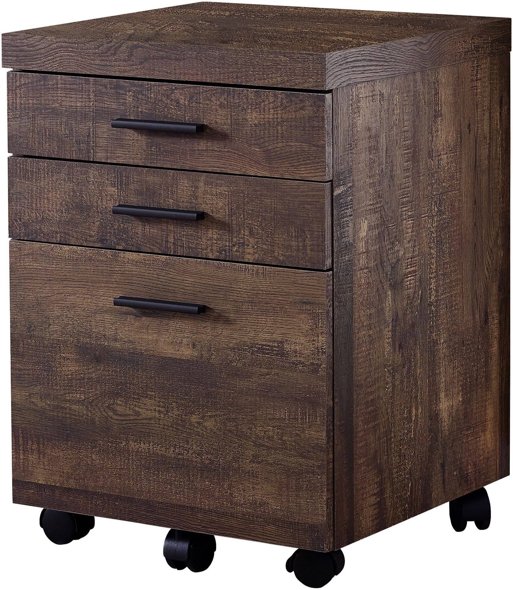 Brown 3 Drawer Filing Cabinet Y9829