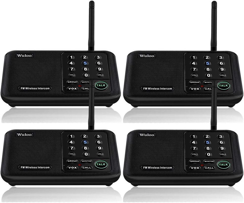 4 Packs Black Wireless Intercom System X1788