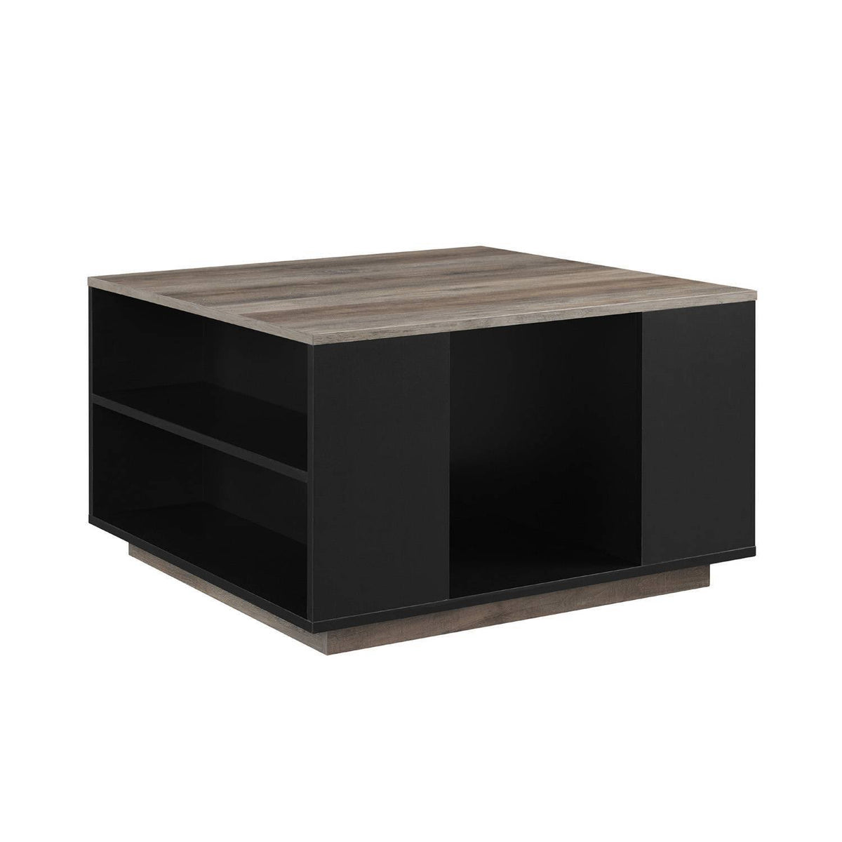 Solid Black/Gray Wash Square Storage Coffee Table E931287