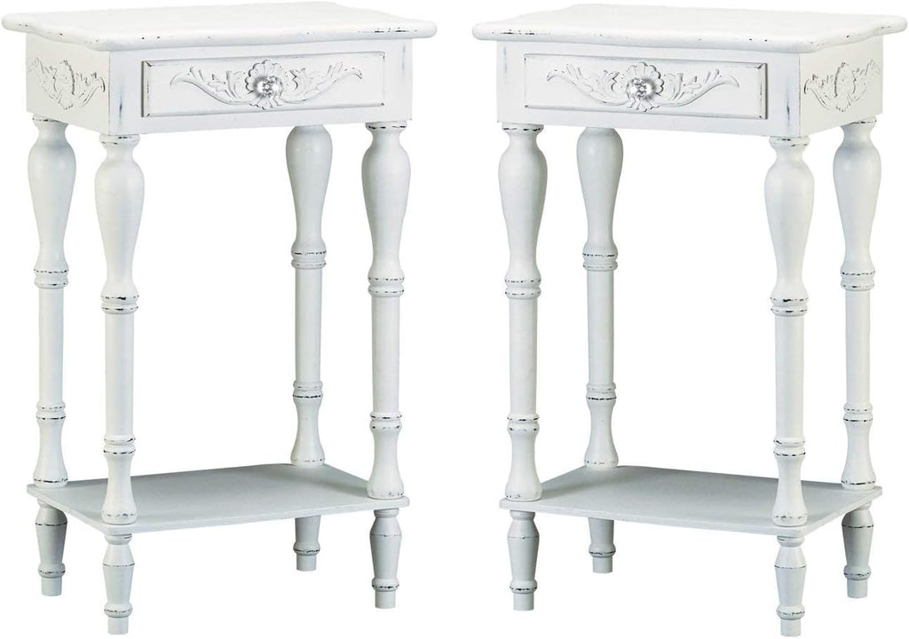 Set of 2 Carved Wood Nightstands D351673