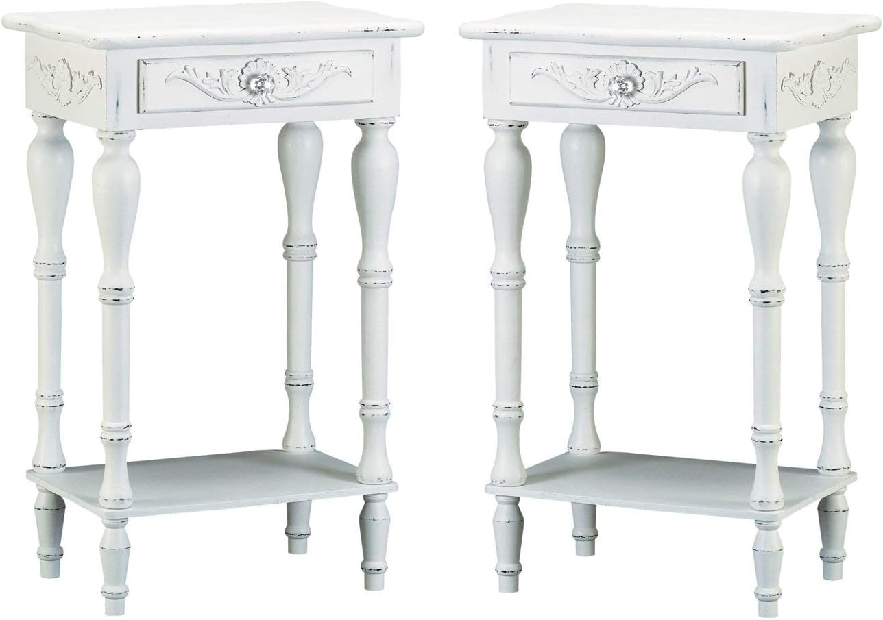 Set of 2 Carved Wood Nightstands D351673