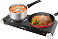 Electric Hot Plate 1500W Single Burner Cast Iron Portable Stove with Adjustable Temperature Control Silver Stainless Steel Non-Slip Rubber Feet Pack of 2 M864599
