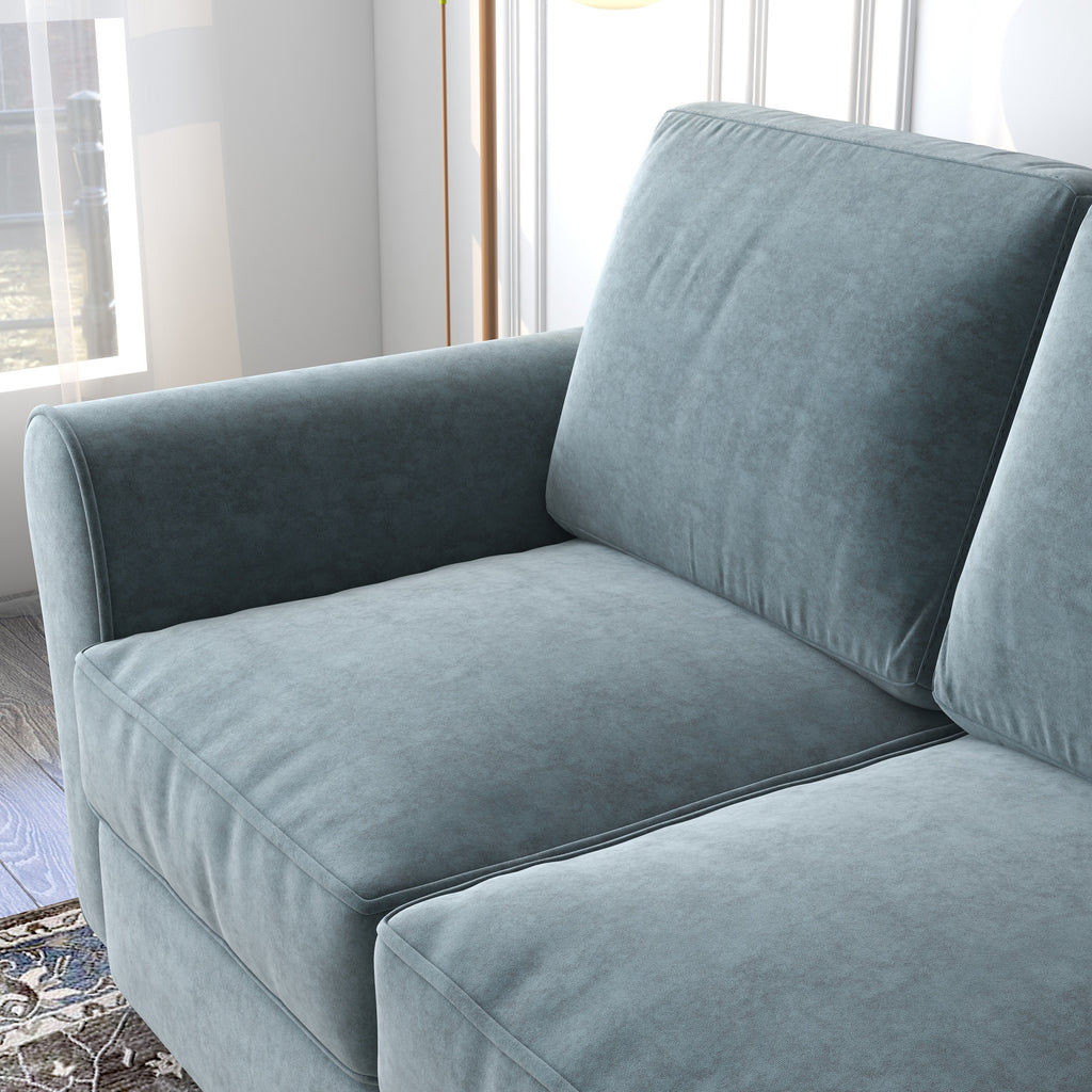 Grey Upholstered Loveseat Sofa with Solid Wood Frame Legs L70453