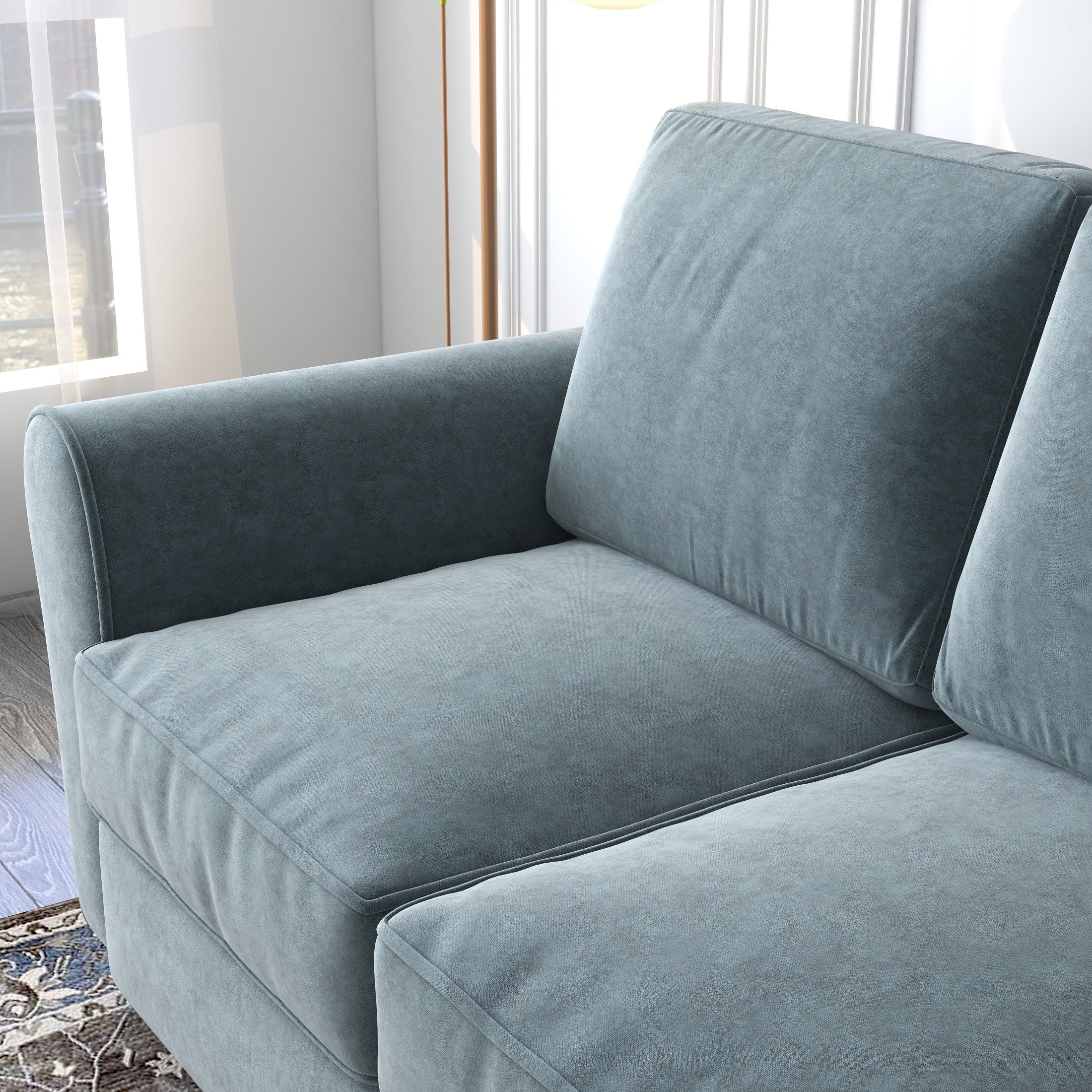 Grey Upholstered Loveseat Sofa with Solid Wood Frame Legs L70453