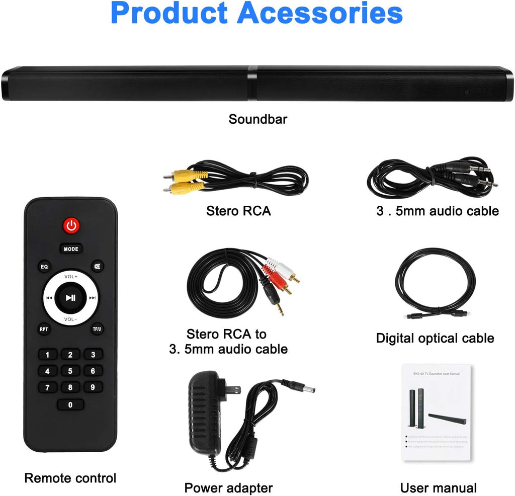 2 in 1 Home Theater Surround Sound System Soundbar Speaker with 4 Driver Speakers, Wall Mountable, Pack of 2 E967