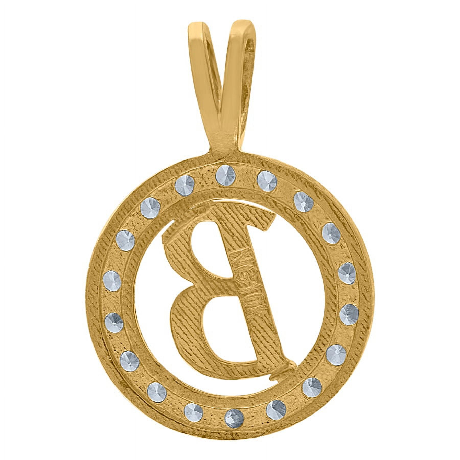 Two Tone Gold CZ Letter Initial Pendant Necklace A3790