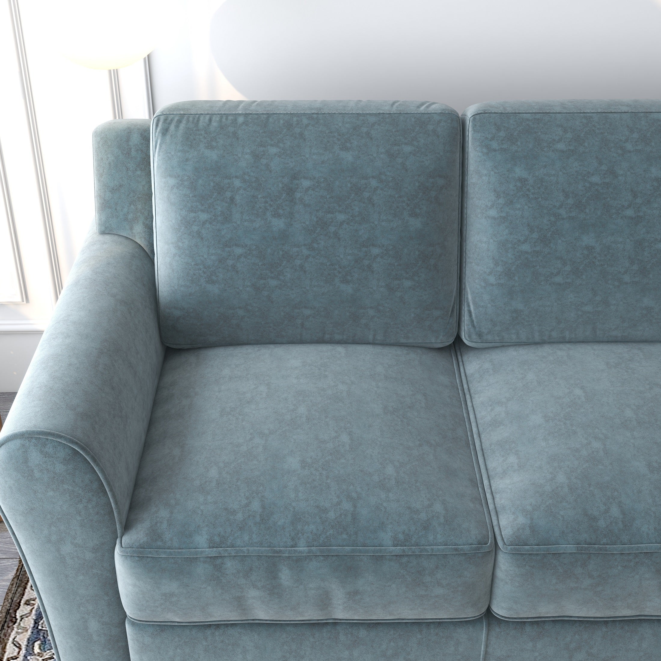 Grey Upholstered Loveseat Sofa with Solid Wood Frame Legs L70453