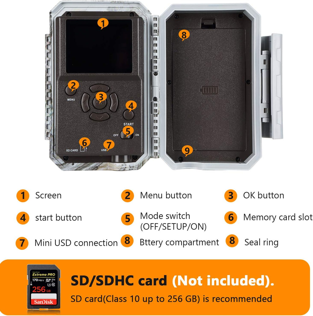 Wireless WiFi Trail Camera 24MP 1296P Night Vision No Glow Motion Activated Waterproof P390