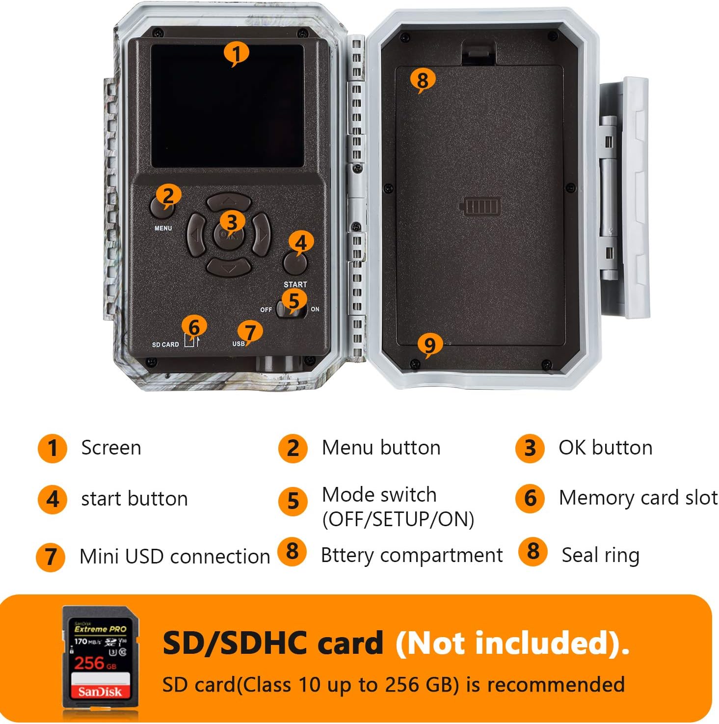 Wireless WiFi Trail Camera 24MP 1296P Night Vision No Glow Motion Activated Waterproof P390