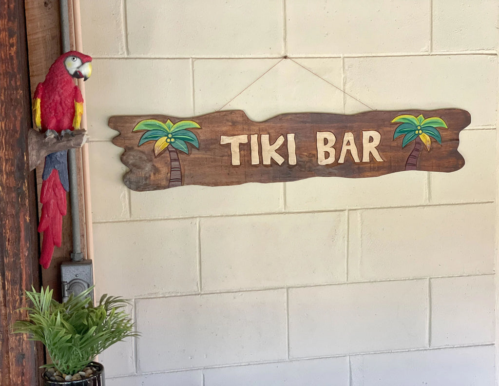 39 inch Hand Carved Tiki Bar Sign Wall Decor F6311