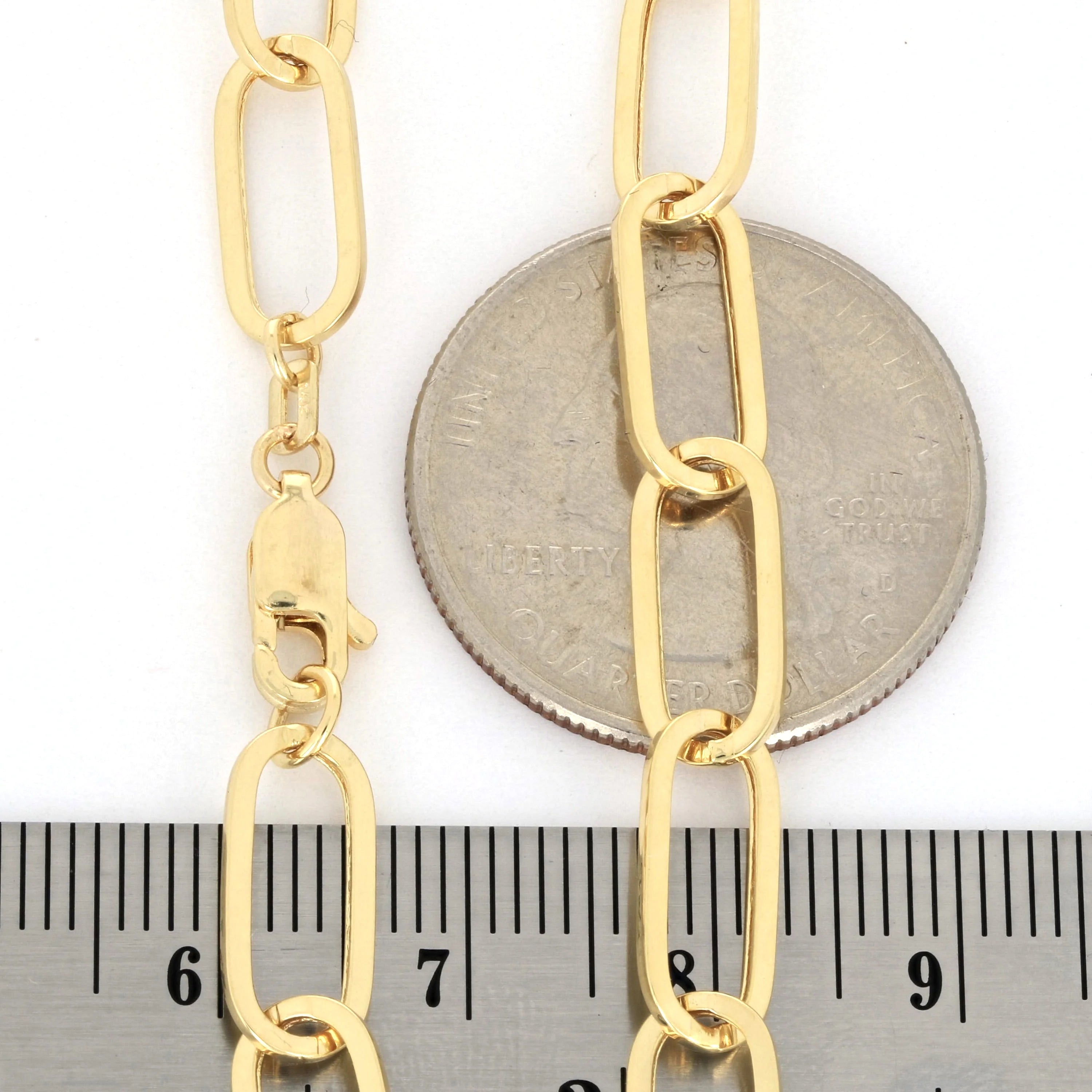 14k Yellow Gold 6mm Paperclip Chain Bracelet Y105