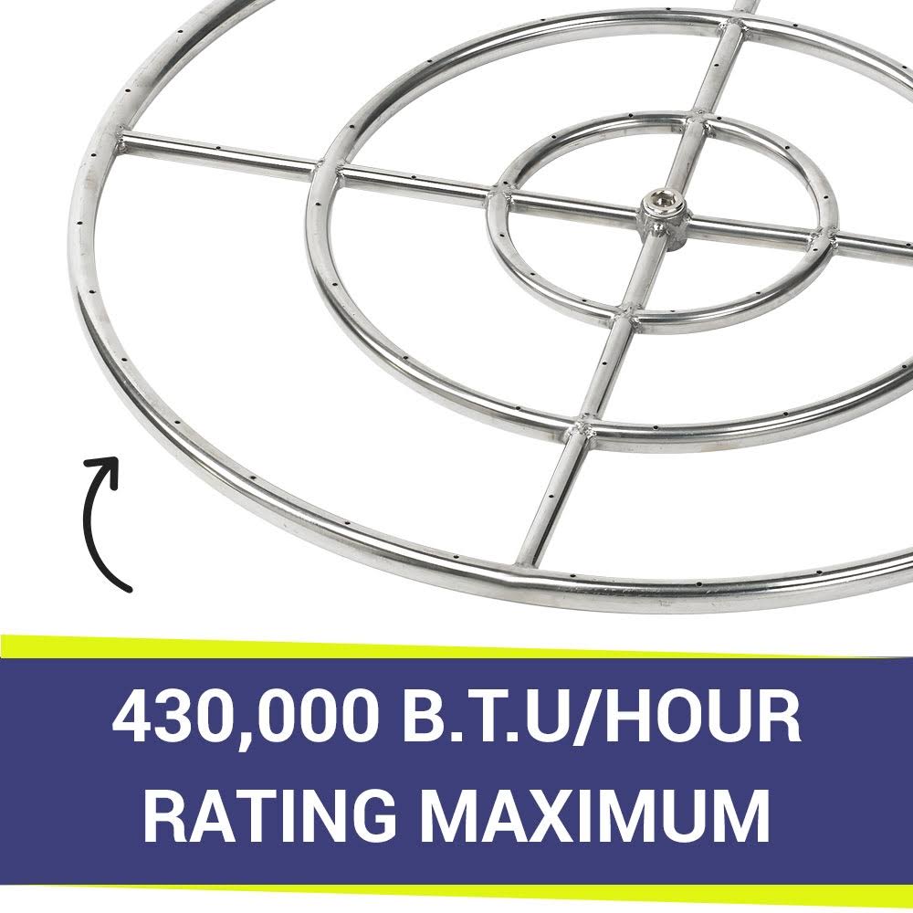 30x22 Triple-Ring Stainless Steel Fire Pit Ring Burner P16739