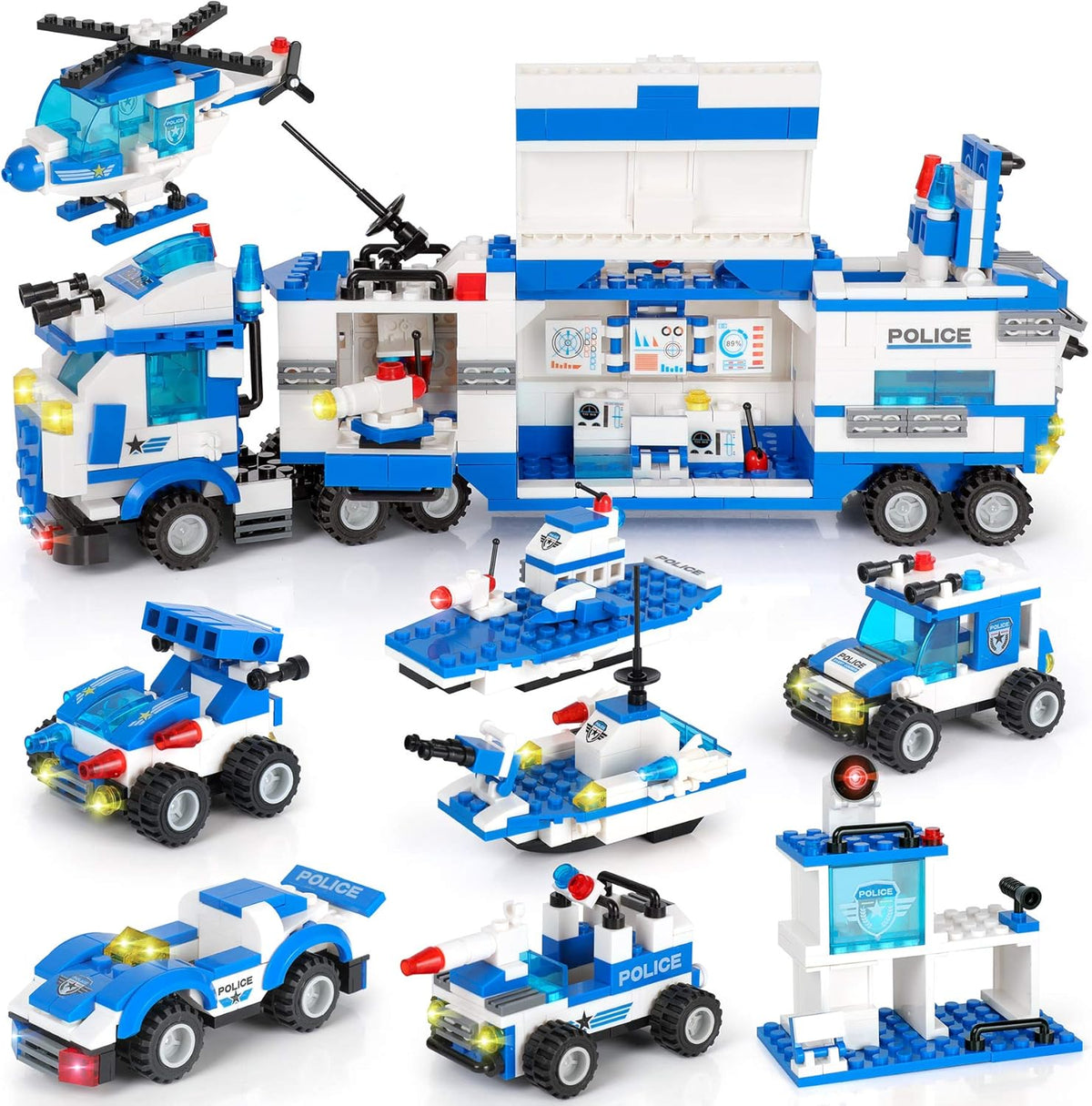 1338 Pieces Police Station Building Blocks Set with Storage Box P870508