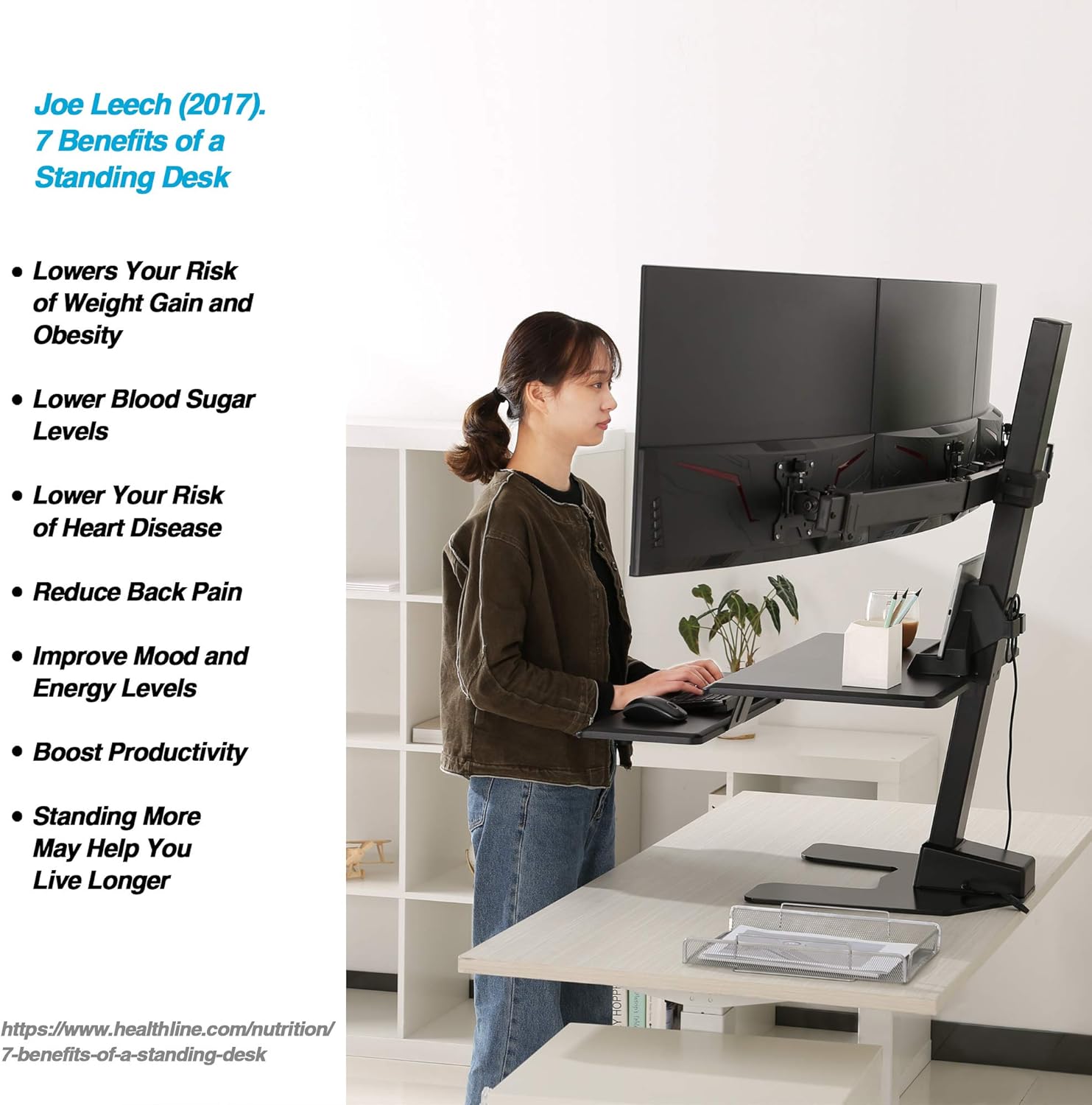 Triple 32" Monitor Electric Standing Desk Extra Large 28"x 16" Tabletop Motorized Height Adjustable Sit to Stand Table I34566