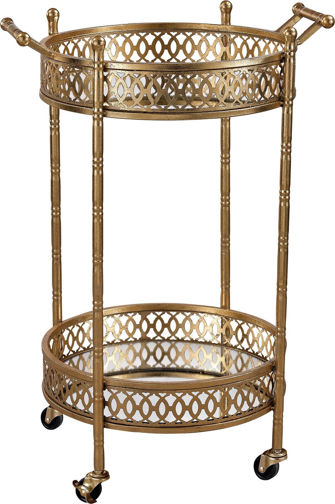 Gold Banded Round Bar Cart U27916