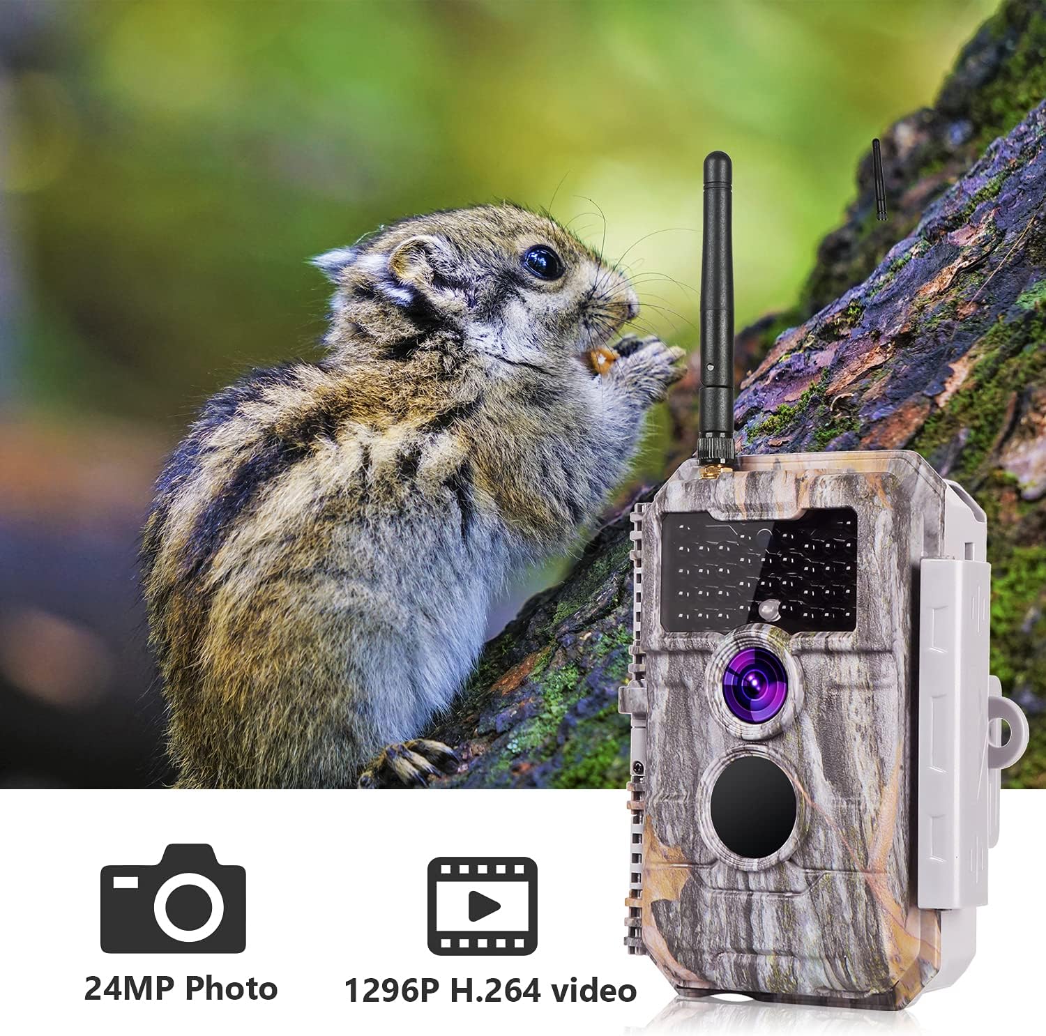 Wireless WiFi Trail Camera 24MP 1296P Night Vision No Glow Motion Activated Waterproof P390