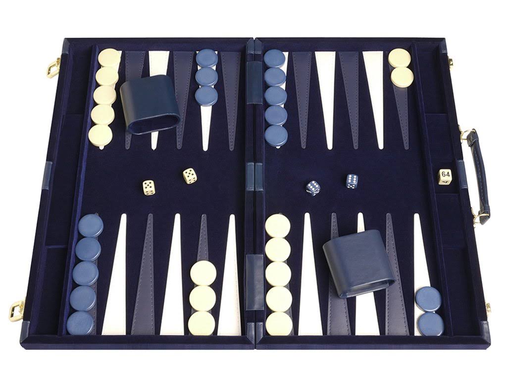 Deluxe Backgammon Set Board Game (Blue - 18x12) P68110
