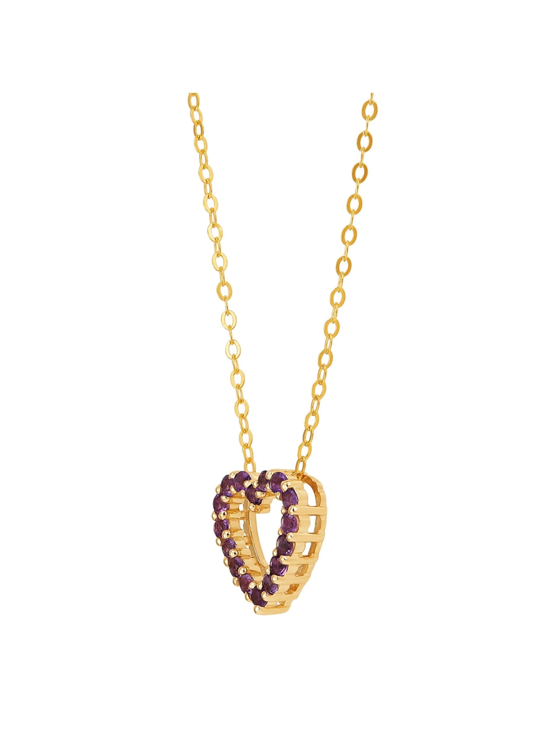 Amethyst Open Heart Pendant Necklace in 10kt Gold, 17" D737517