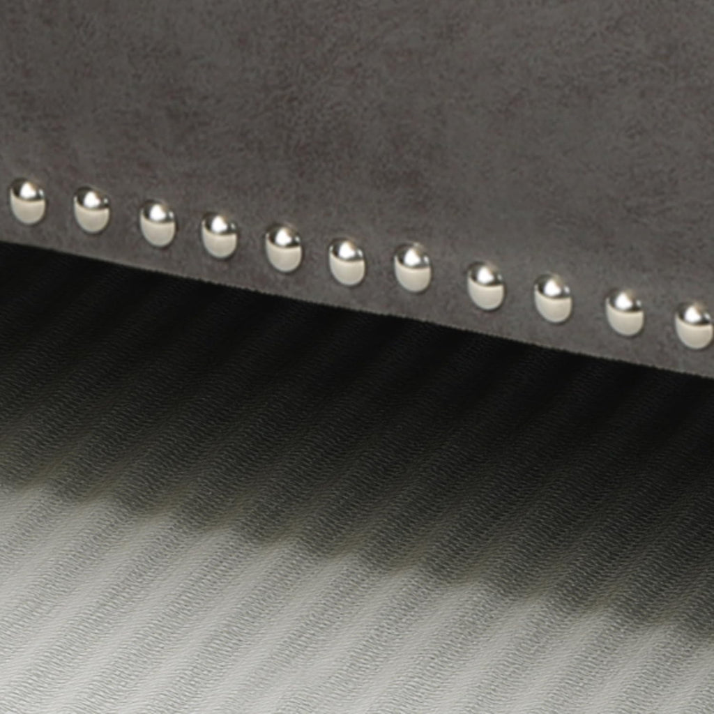 Slate Microfiber Storage Ottoman D8899