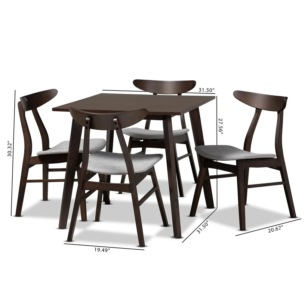 5-Piece Light Grey Fabric Wood Dining Set H81943