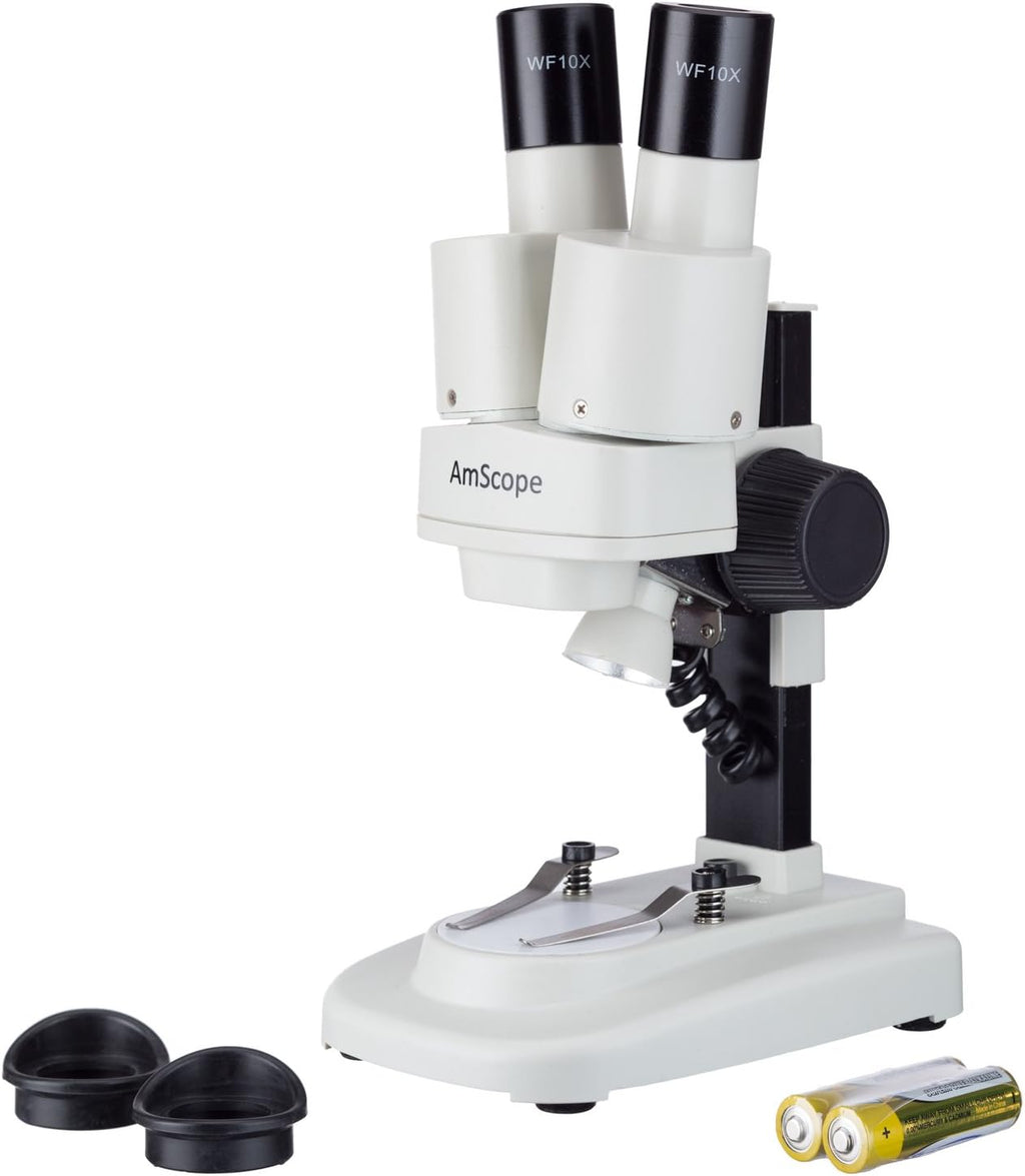 Portable Binocular Stereo Microscope, 20X and 40X Magnification, LED Light Source I50405